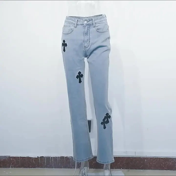 

2022 New product sexy low waist fashion embroidery stretch skinny denim women jeans trousers, Customized color