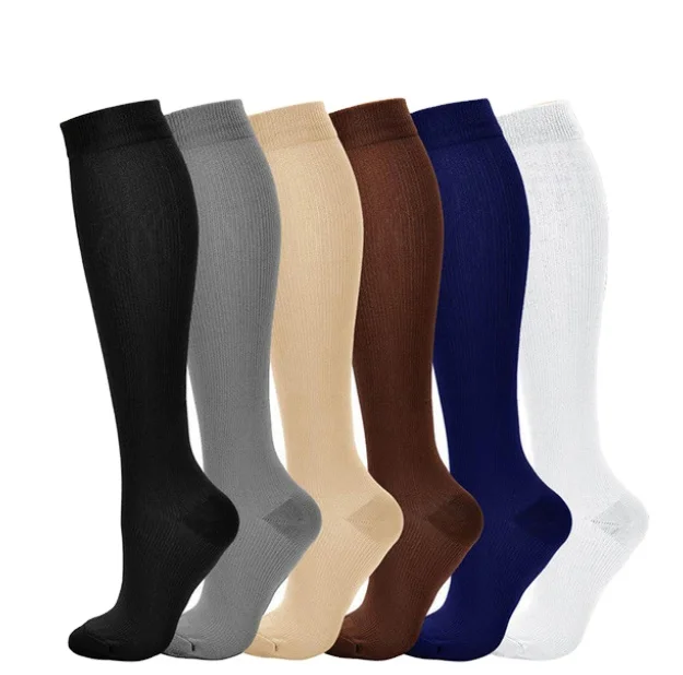 

Knee High Solid Color Women Mens Customized Medical Compression Nurse Socks for Runners, Custom color