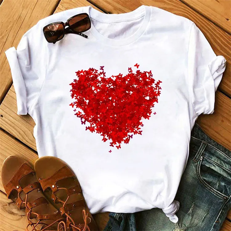 

Women Summer Casual T-shirts Korean Style Graphic Tops New Short Sleeve Female T-shirt, As show