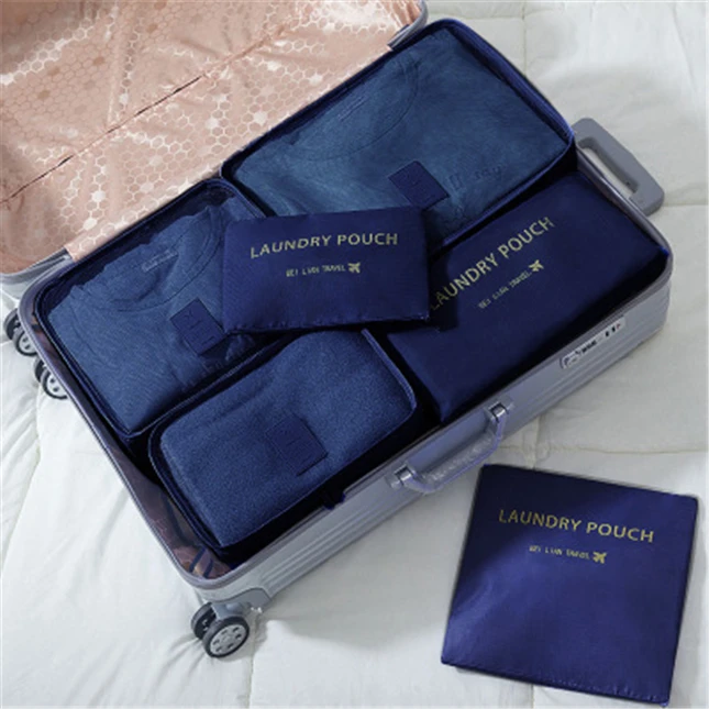 

Multifunctional Large Size Thick Material Suitcase Organizer Pouch Travel Storage Bag 6Pcs Packing Cubes Set