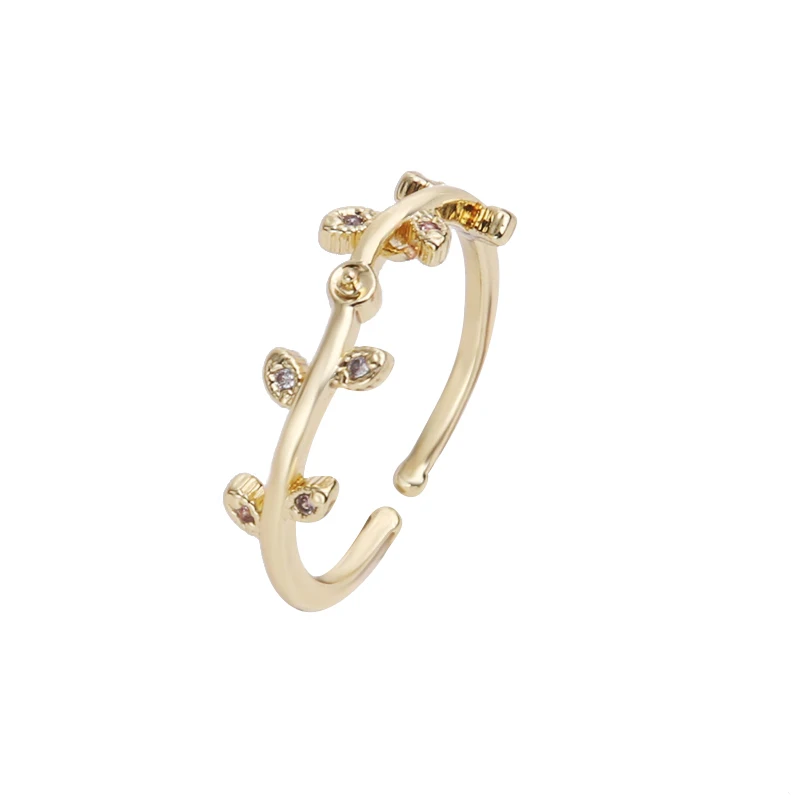 

Adjustable Gold-Plated Fashion Ring Niche Design Micro Diamond Ring