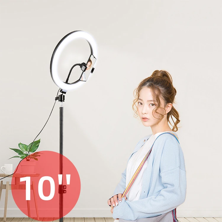 

Remote Beauty 26cm 10inch Extendable LED Dimmable Ring Lamp LED Selfie Live Ringlight 26 cm 10 inch Ring Light with Tripod Stand