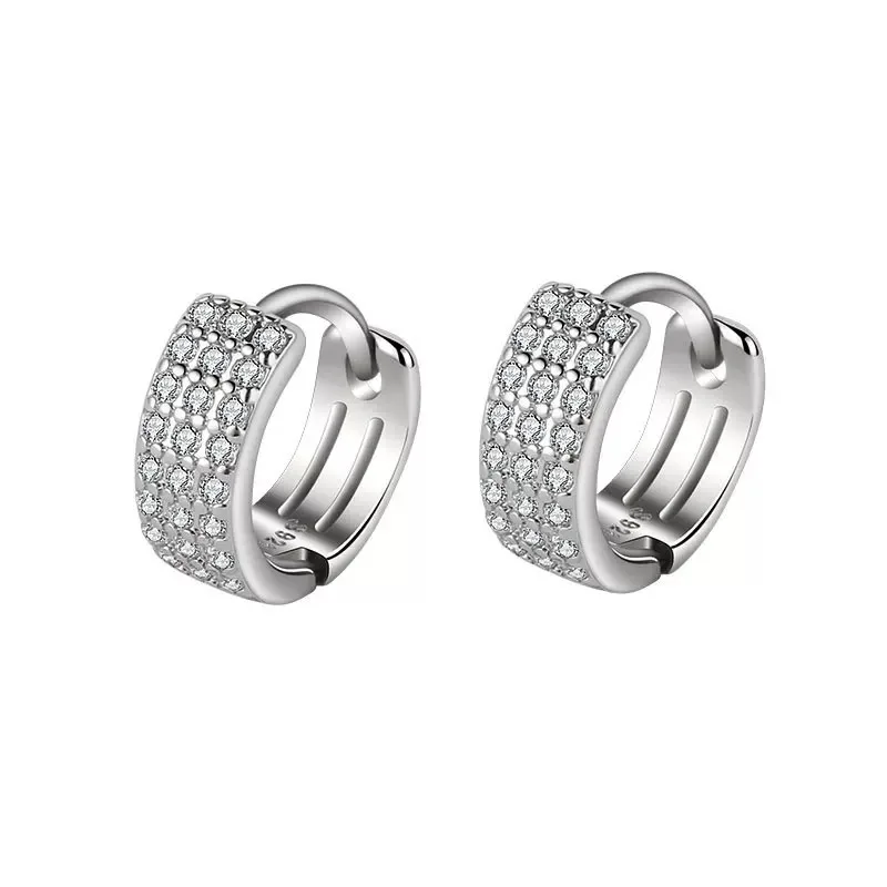 925 Sterling Silver Round Hoop Earrings for Women Shiny CZ Gold Silver Pearl Jewelry Trendy Cute Wedding Party Gifts Gold Plated