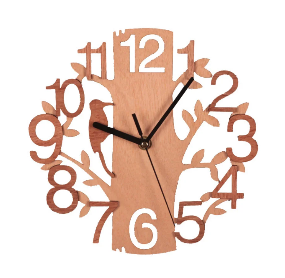 

Practical And Affordable Double Layer Three Dimensional Bird Home Creative Wood Fancy Small wall clock