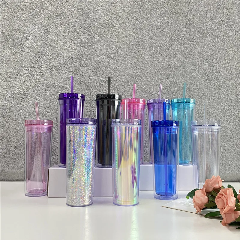 

Popular BPA free Wholesale Customized Double wall plastic Tumbler Cup mug water bottle with Lid