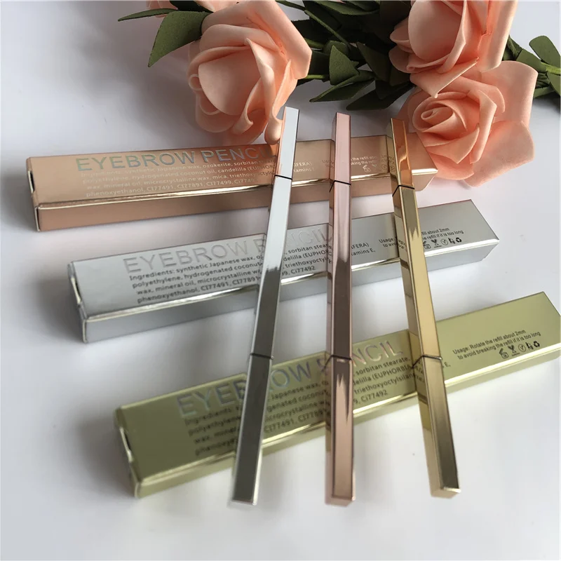 

High pigmented cruelty free no logo brow pencil private label custom eyebrow pencil set, 5 colors