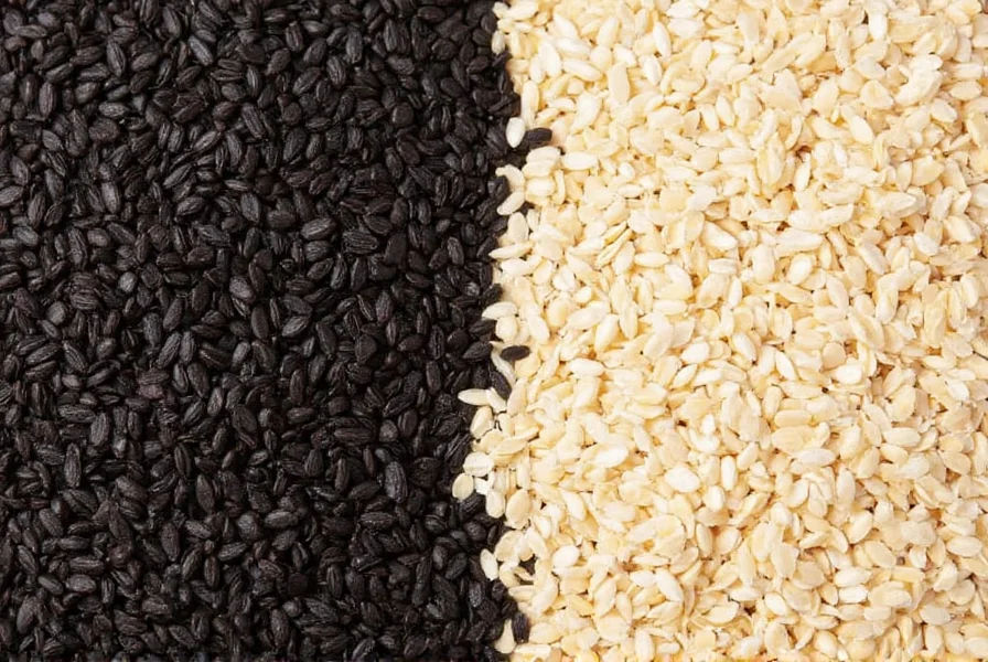 Comparison of black and white sesame seeds