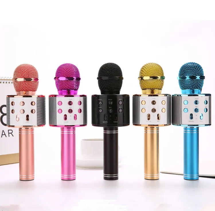 

High Quality Kids Karaoke Microphone With Speaker Ktv Music Singing Playing, Gold, rose gold, classic black, elegant blue, cute pink