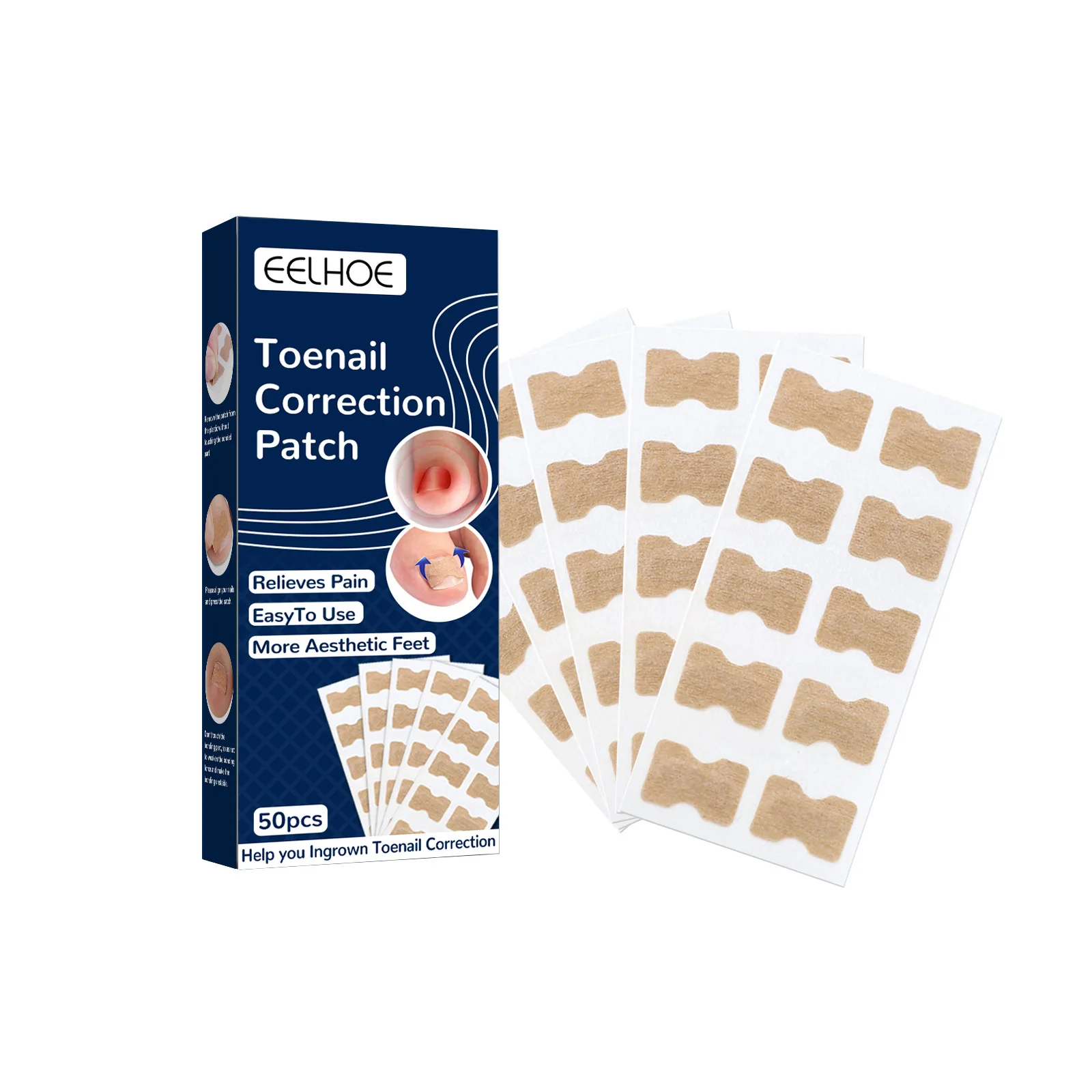 

Eelhoe 50pcs Nail Correction Stickers Ingrown Toenail Corrector Patches Paronychia Treatment Recover Corrector Pedicure Tools