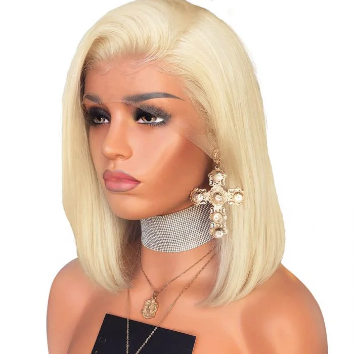 

Wholesale Cuticle Aligned Hair Wigs 613 13*4 Lace Front Wig Lace Front Density 150% 4*4 Bob Wig 613