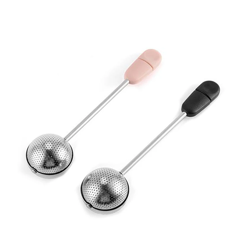 

High Quality Factory Directly Supplied Stainless Steel 304 Tea Ball Infuser with Twisting Handle, Black/pink