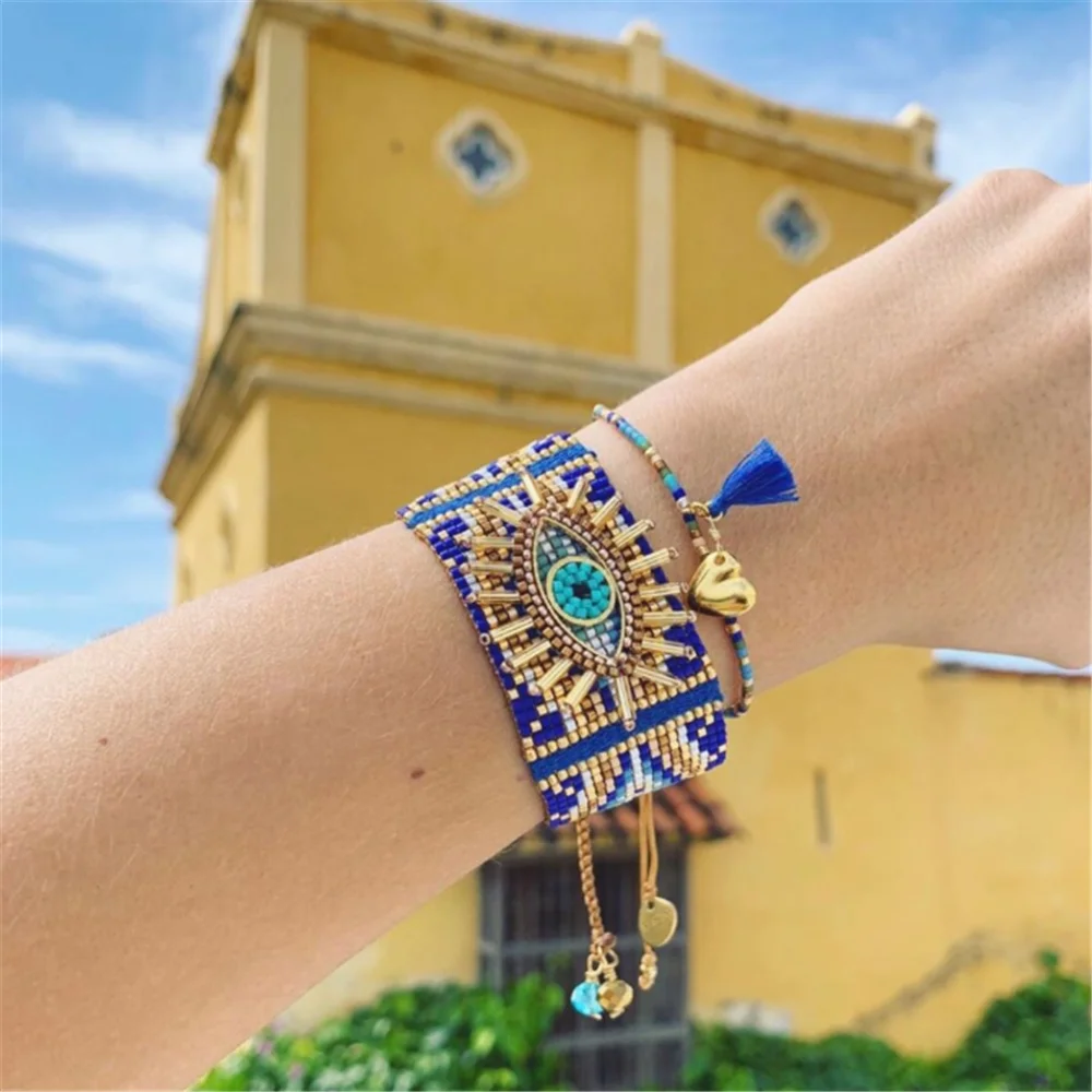 

Go2boho Miyuki Evil Eye Bracelets For Femme Jewellery 2021 Fashion Bohemian Jewelry Beads Wrap Wrist Band Miyuki Bracelet