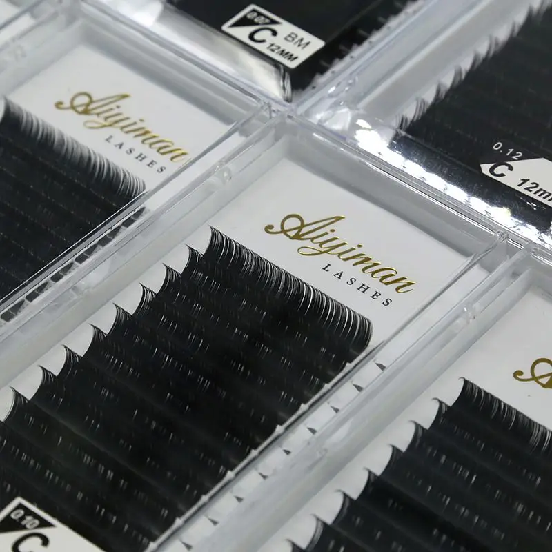 

Wholesale false individual eyelash extensions silky flat lash, Natural black