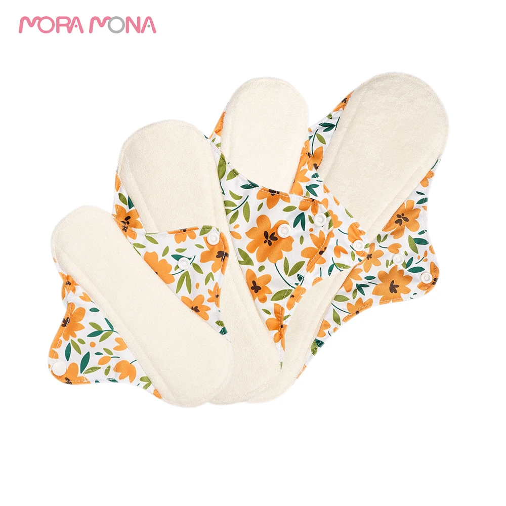 

Mora Mona 4 pcs set Sanitary Pad Napkins From China anion sanitary pads Reusable Washable Female Bamboo Charcoal Menstrual Pad, White