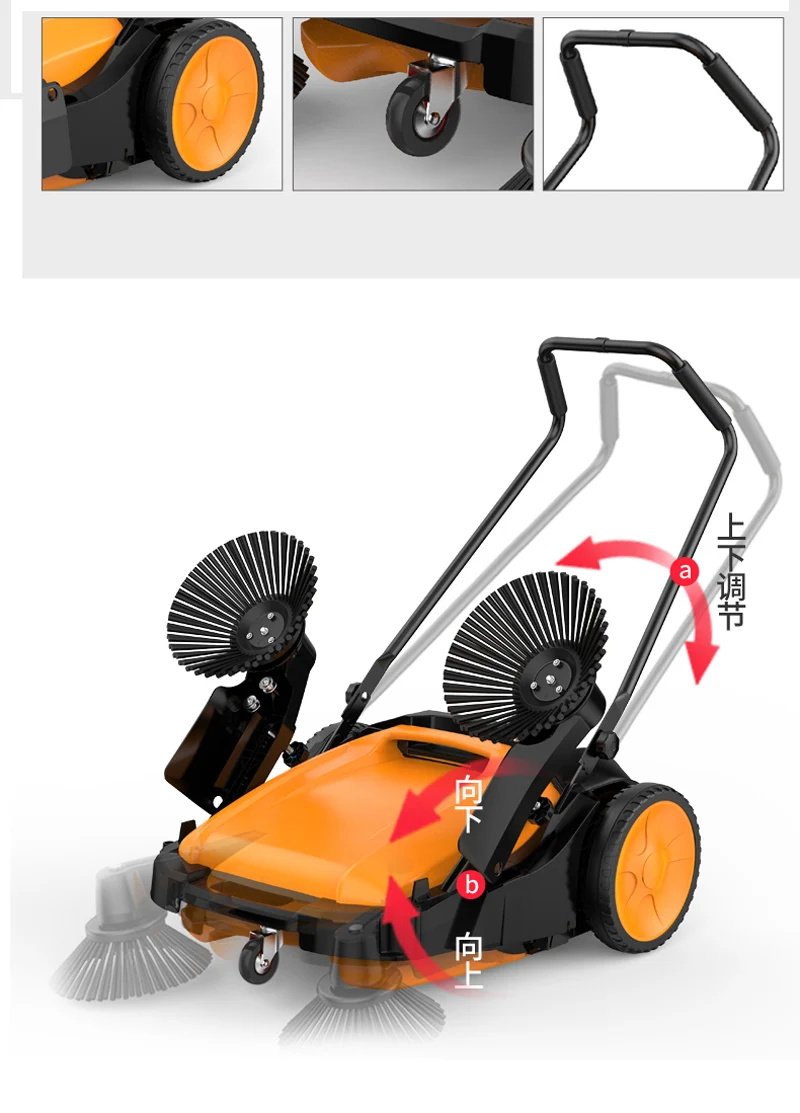 
Professional cleaning factory 980mm road sweepers for sale push by hand manual street sweeper cleaning leaves sweeper machine 