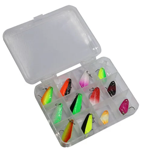 

12pcs/Set Metal Spoon uv Assorted Fishing Lure Set Double colored spoon lure kits, Colorful