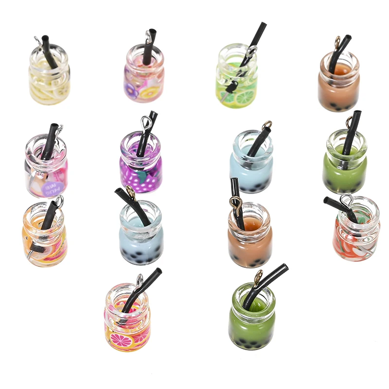 

glass fruit milk tea cup pendant Handmade DIY Crafts Fashion Jewelry component Decorative Accessories Female Daily Party Gifts, Colour mixture