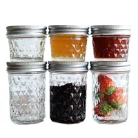 

4oz8oz clear caviar jam jelly food glass mason jar with lid