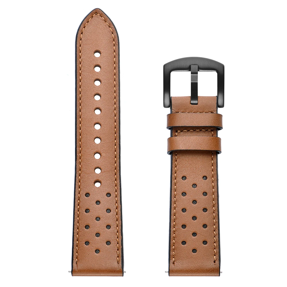 

Genuine Cowhide Leather Stitch Vintage Leather Watch Strap For Samsung Galaxy Watch 3 Samsung Galaxy Watch Active2 20mm 22mm, Black,brown