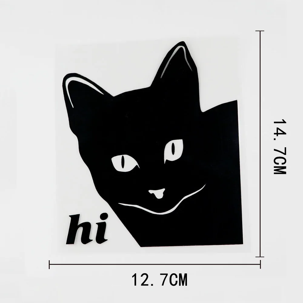 

12.7CMX14.7CM Funny Animal Cat Say Hi Cartoon Vinyl Decal Laptop Suitcase Helmet Skateboard Sticker Car Sticker