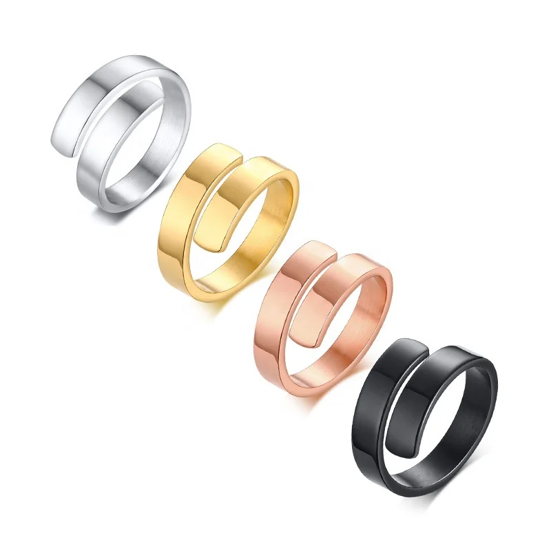

High Quality Jewelry Fashion Men With Women 316L Stainless Steel Open Size Ring