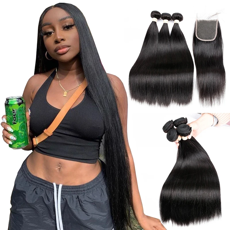 

Cheap Silky Straight Brazilian Virgin Straight Hair Bundles Human Hair Extension, Natural colors straight human hair