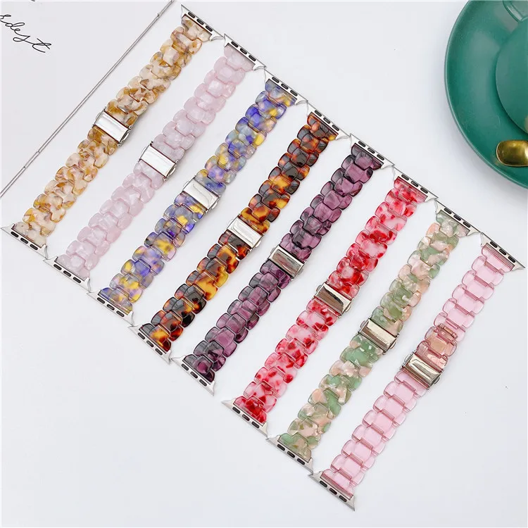 

CH06 Resin Chain Watch Bands for Apple Watch 6 SE 5 4 3 2 1 Fashion Bracelet Wrist Strap Loop Belt for iWatch 38 40 42 44mm