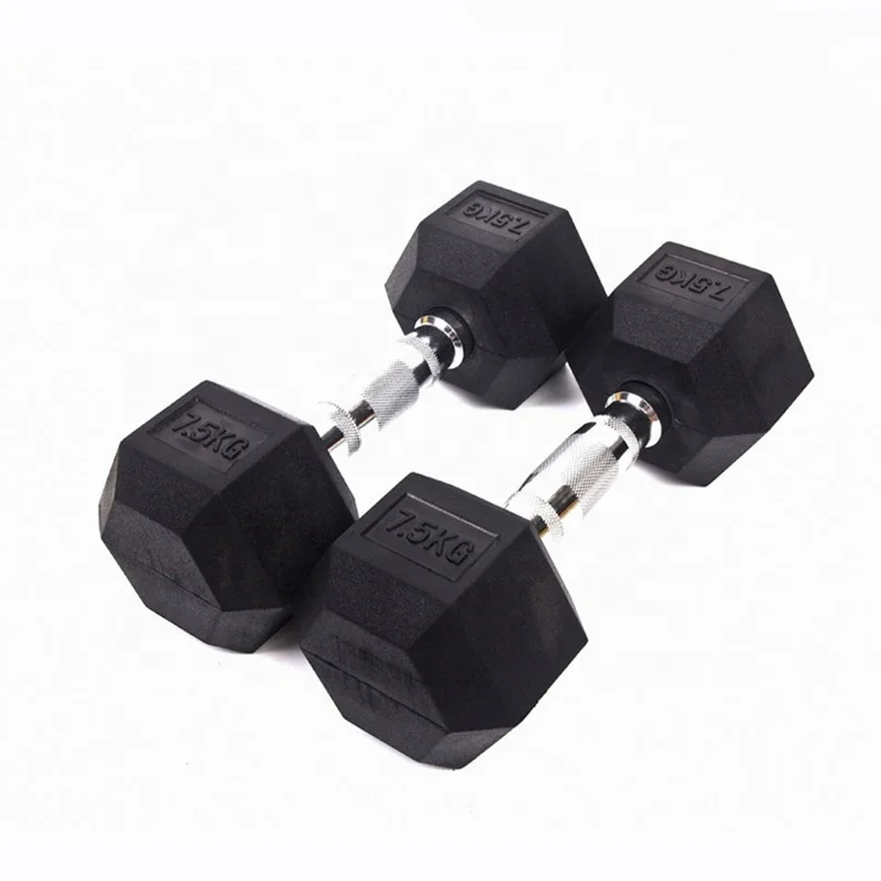 

Wholesale hot sale cheap gym equipment dumbbells custom black rubber hex weights dumbbells