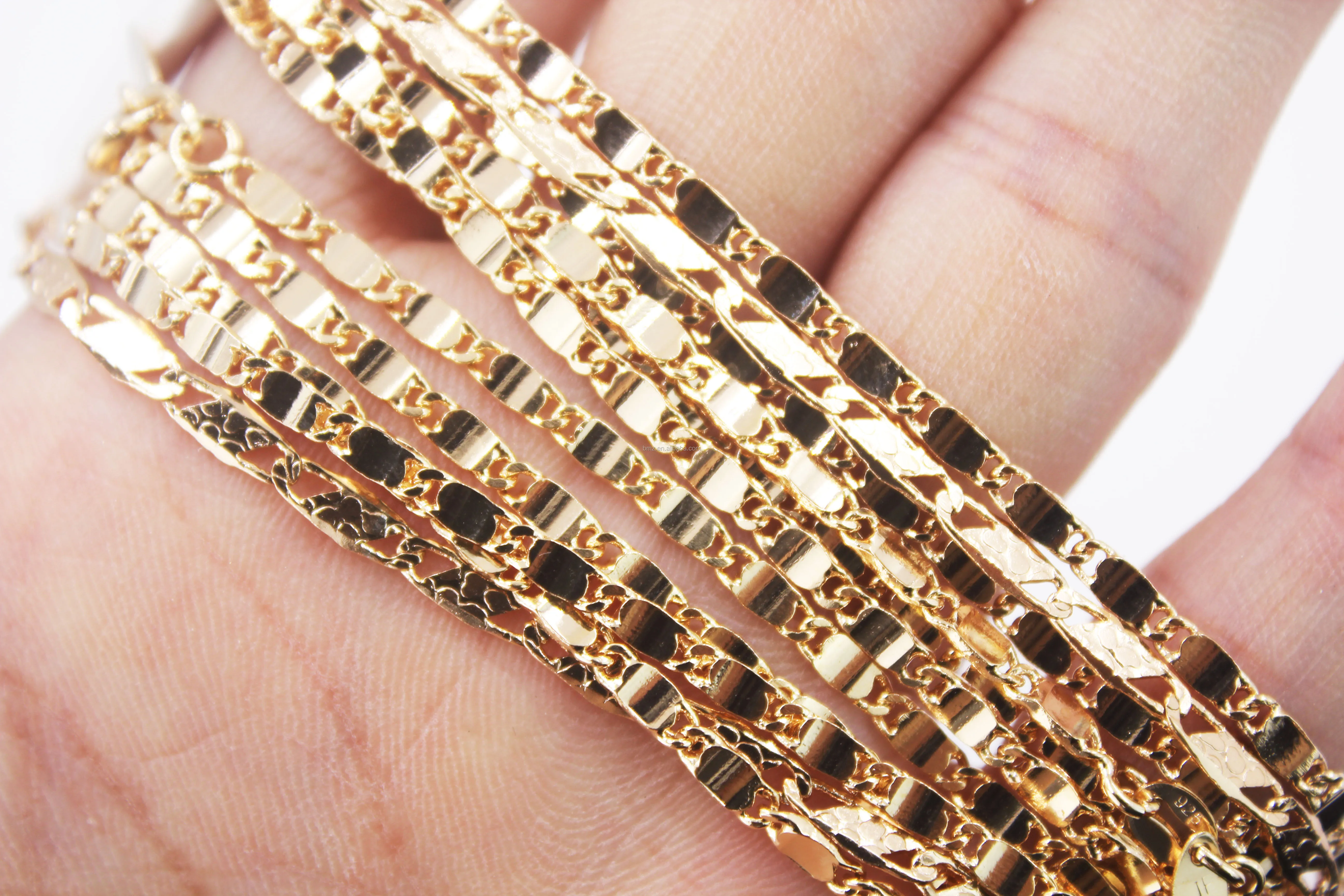 3cm 2层pvd真金电镀cc项链男女通用figaro新来的项链链香槟色刻字链