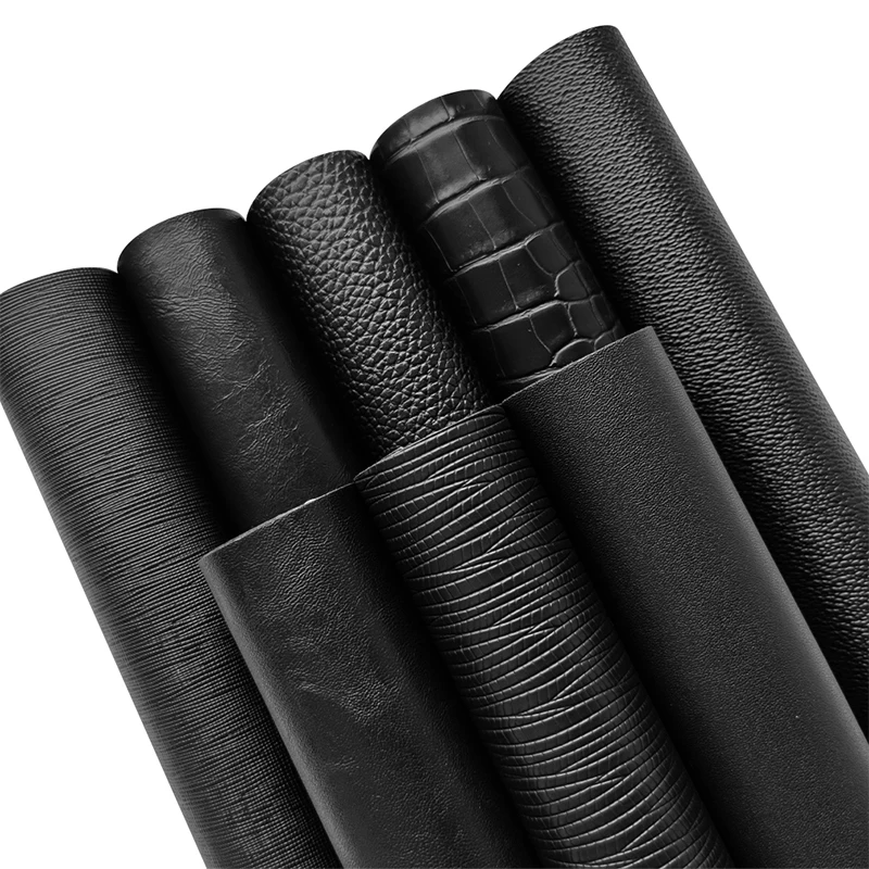 

30x135cm Black Faux Leather Roll Embossed Textured Synthetic Upholstery Leather Fabric Sewing Craft Material
