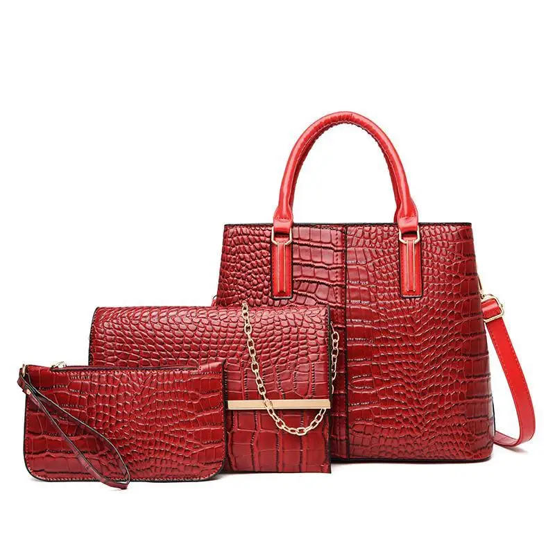 

factory directly selling Famous Brands Leather Ladies Luxury Purses Bag Wholesale Designer 3pcs Set Tote Shoulder Handbags