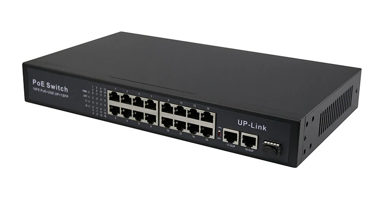 New Product 2GE Uplink+16FE POE Port +1*1000M SFP 100M 16 Ports POE Switch