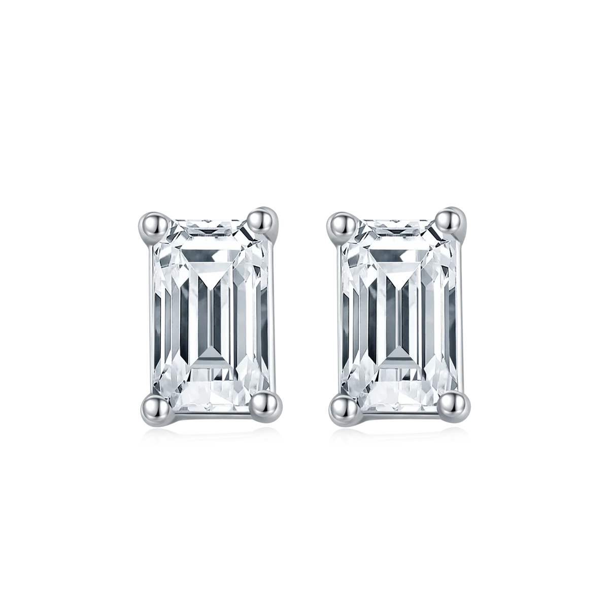 

S90D Fashionable 0.5ct rectangle moissanite diamond jewelry white gold plated silver earrings