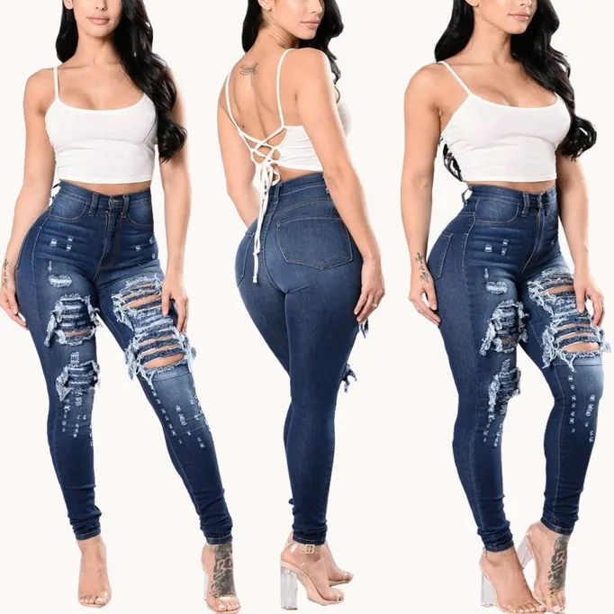 

KEYIDI 2021 latest design factory direct jeans women high quality high waist hole