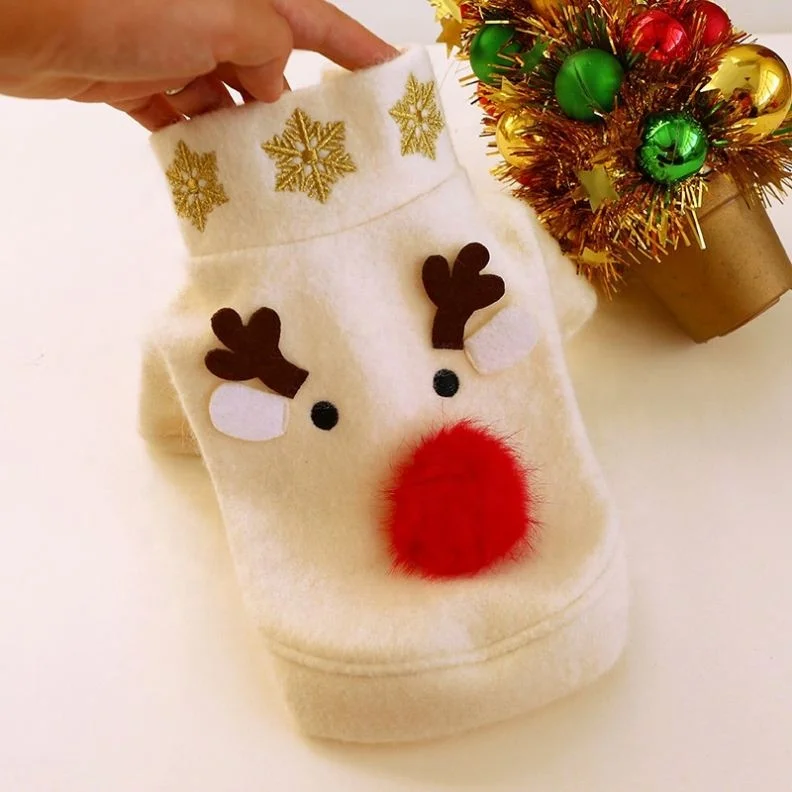 

Jhcentury 2021 Autumn/Winter Christmas Dog Sweater Cute Big Nose Elk Snowflake Pet Sweater Teddy Bichon Clothes, Picture