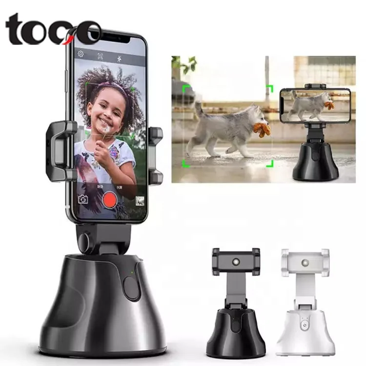 

toco Mobile All-in-one Rotation Auto Face Tracking rotation stick tripod selfie stick 360 rotation phone, Black white pink