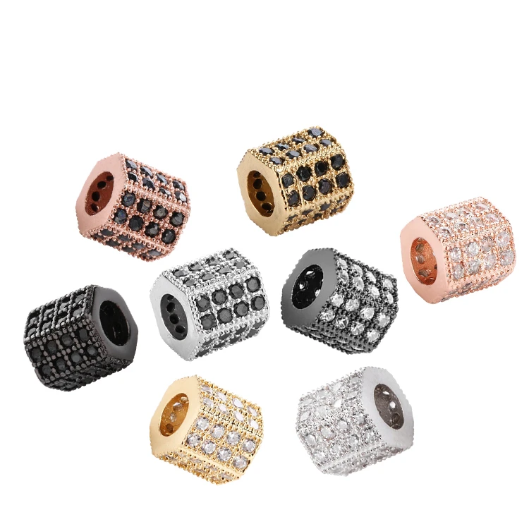 

Cubic Jewelry Parts Beads Spacer Bracelet Polygon Large Hole Beads Necklace Beads DIY Jewelry Charms Charms For Jewelry Making, Gold/rose gold/platinum/black