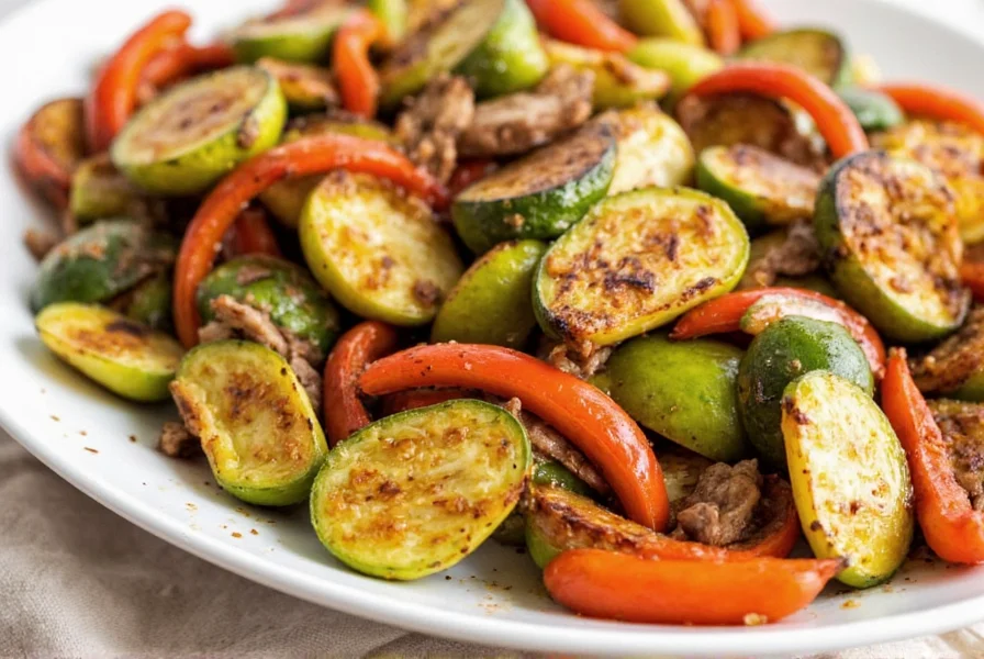 Roasted mixed vegetables on a tray