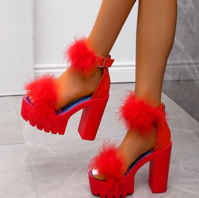 

2022 Summer New Fashion Ladies Plus Size High Heel Sandals Feminine Platform Heels Shoes For Women, As pictures