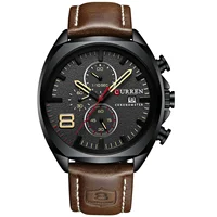 

2019 new Curren 8324 30m water proof chronograph multifunction luxury sport leather man quartz wrist watch