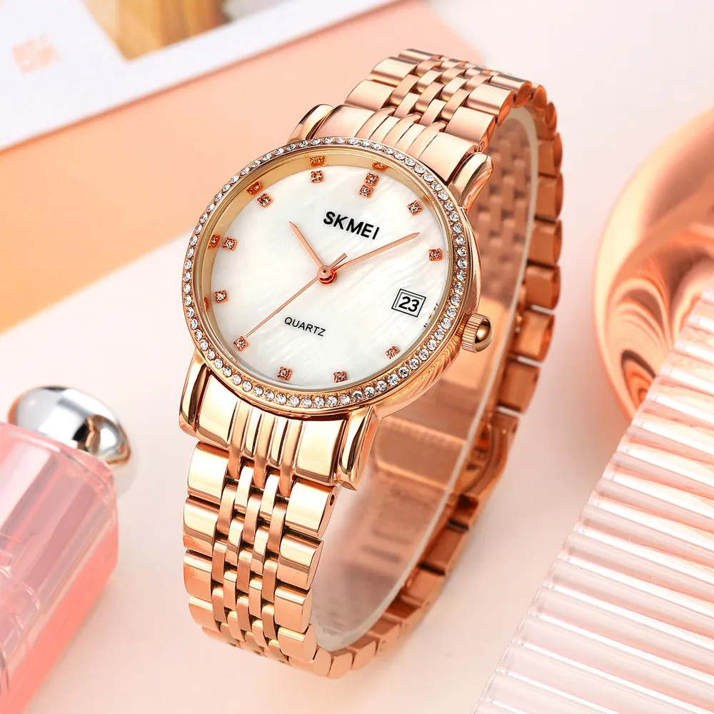 

Fashion Skmei 1830 Shell Dial Stainless Steel Women Wrist Watch Lady Bracelet Watch Quartz Watches Ladies