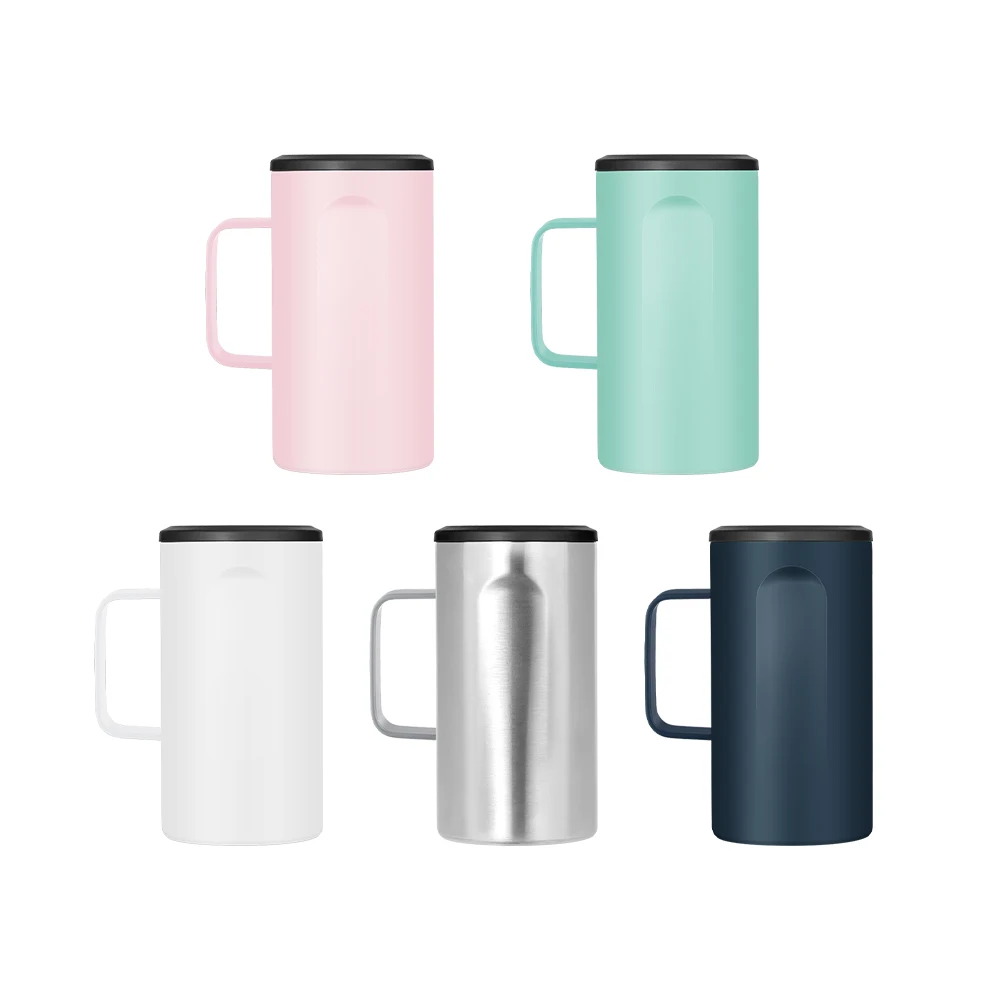 

450ML Factory direct sale Wholesale Beer Can Cooler The new design non tipping can cooler 15 oz with handle Slim Can Cooler, Customized color