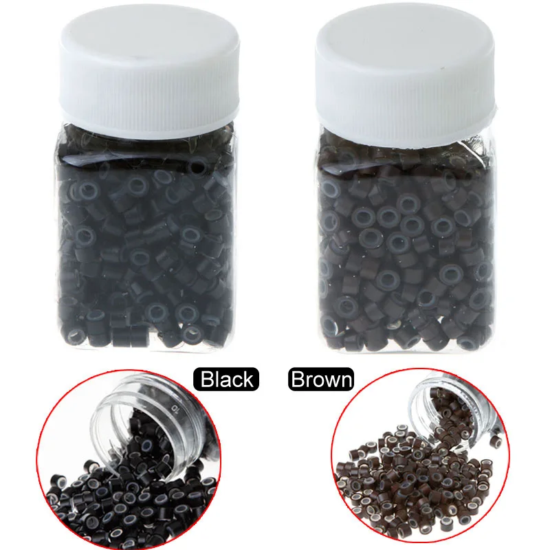 

AIFANLIDE Hair Micro Rings 5x3x3mm 1000Pcs Crimp Beads For Hair Extensions 5 Colors nano Silicone Ring Links Beads