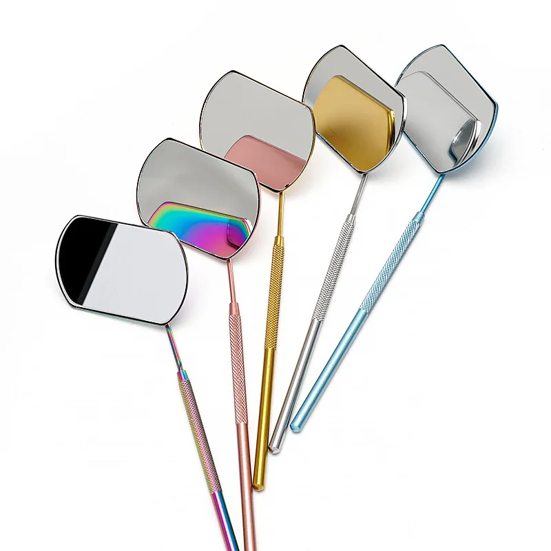 

Private Label Colorful Stainless Steel Dentel Mirror Square Eyelash Checking Mirror
