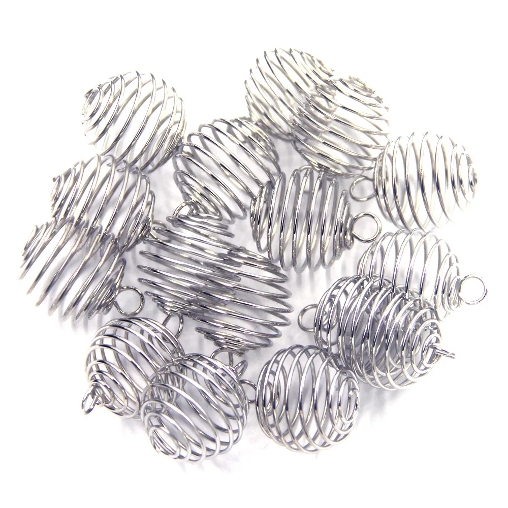 

Hobbyworker Multiple Specifications Round Iron Wire Spiral Bead Cage Ciondoli Charms Pendants for Handmade Jewelry Making A0127, Colors