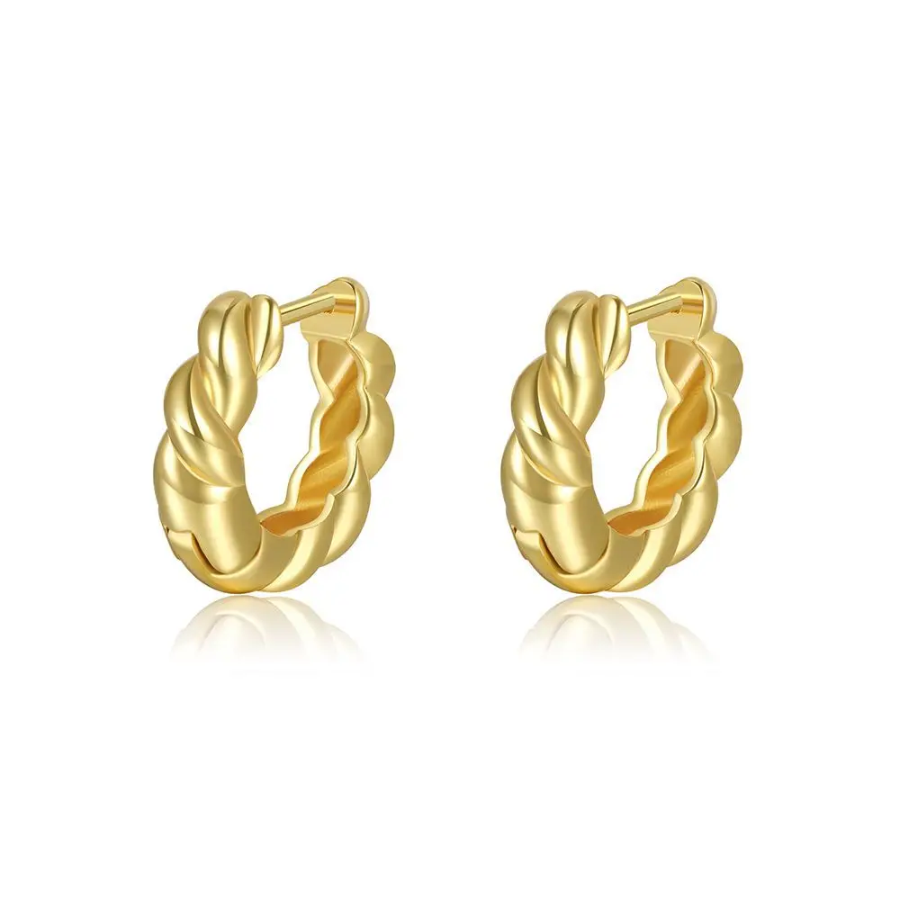 

2022 Twist 14k gold plated small size tiny hoop huggie earrings