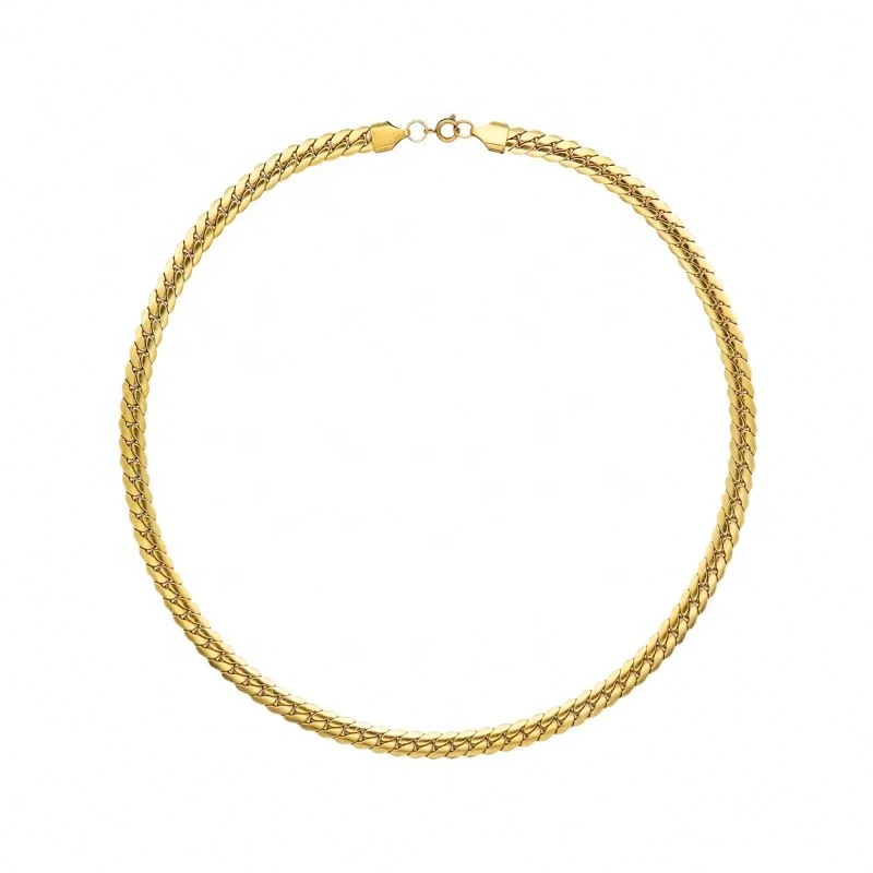 

Chris April fashion jewelry In stock 316L stainless steel PVD gold plated Wide version strand necklace for women, Yellow gold