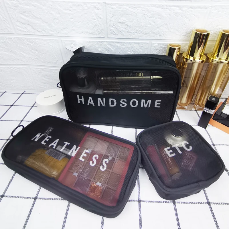 

Custom Portable Nylon Mesh Travel Zipper Storage Case Cosmetic Pouches Makeup Bags Cosmetic Bags For Women Girls, Customized color