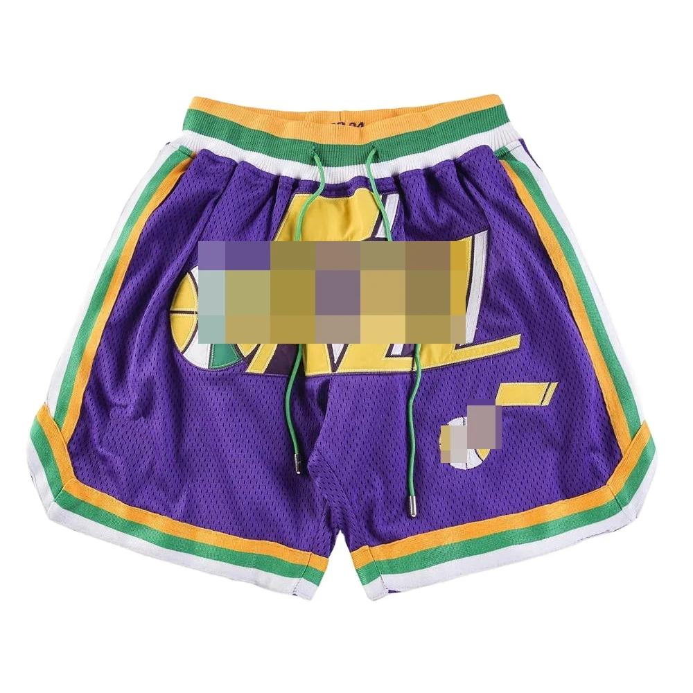 

Latest fashion soft mens just shorts embroidery basketball team shorts jazz shorts