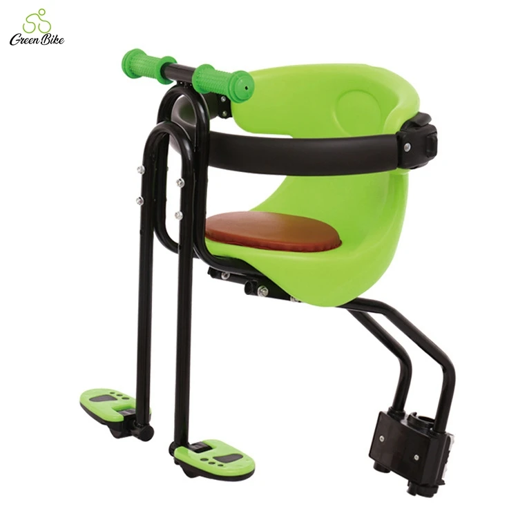 

Child Bike Seat Bicycle Front Mount Baby Carrier With Handrail For Kids Toddler front mounted child bike seat, Red/green